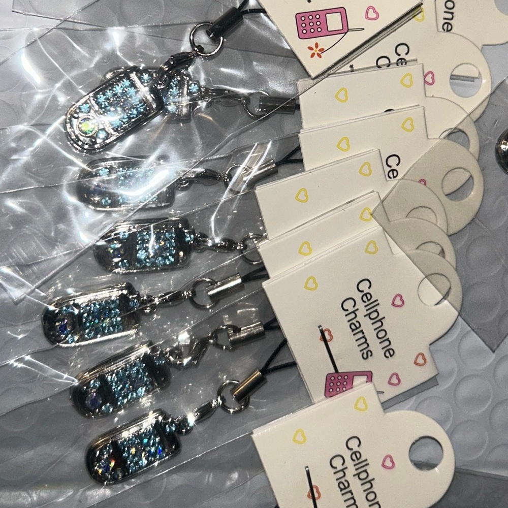 Silver and Blue Cell Phone Charm